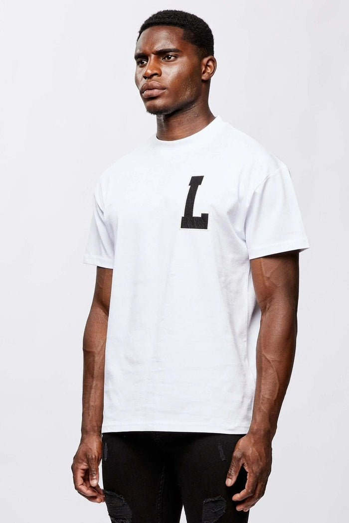 VARSITY L T-SHIRT - WIT