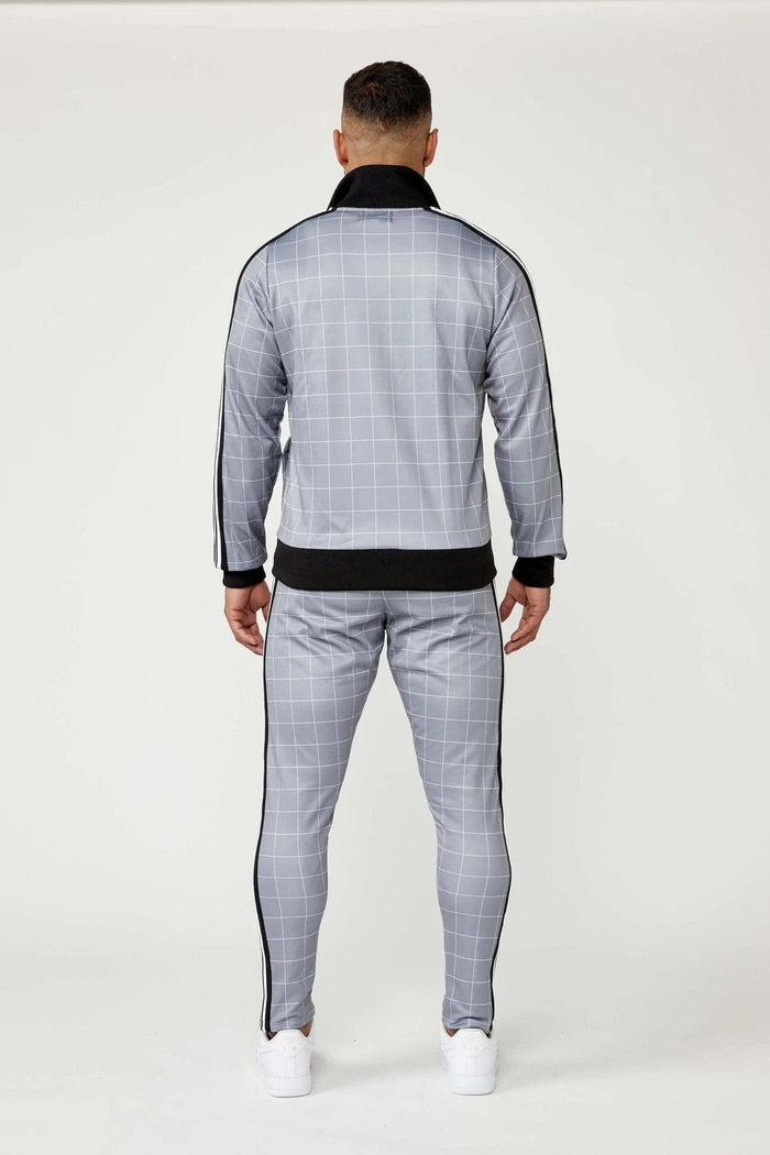 TRACK JACKET IN WINDOWPANE CHECK - GREY