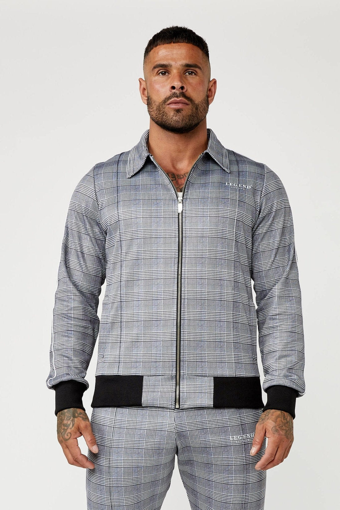 Legend London Tracksuits Smart Track Jacket In Check - Grey