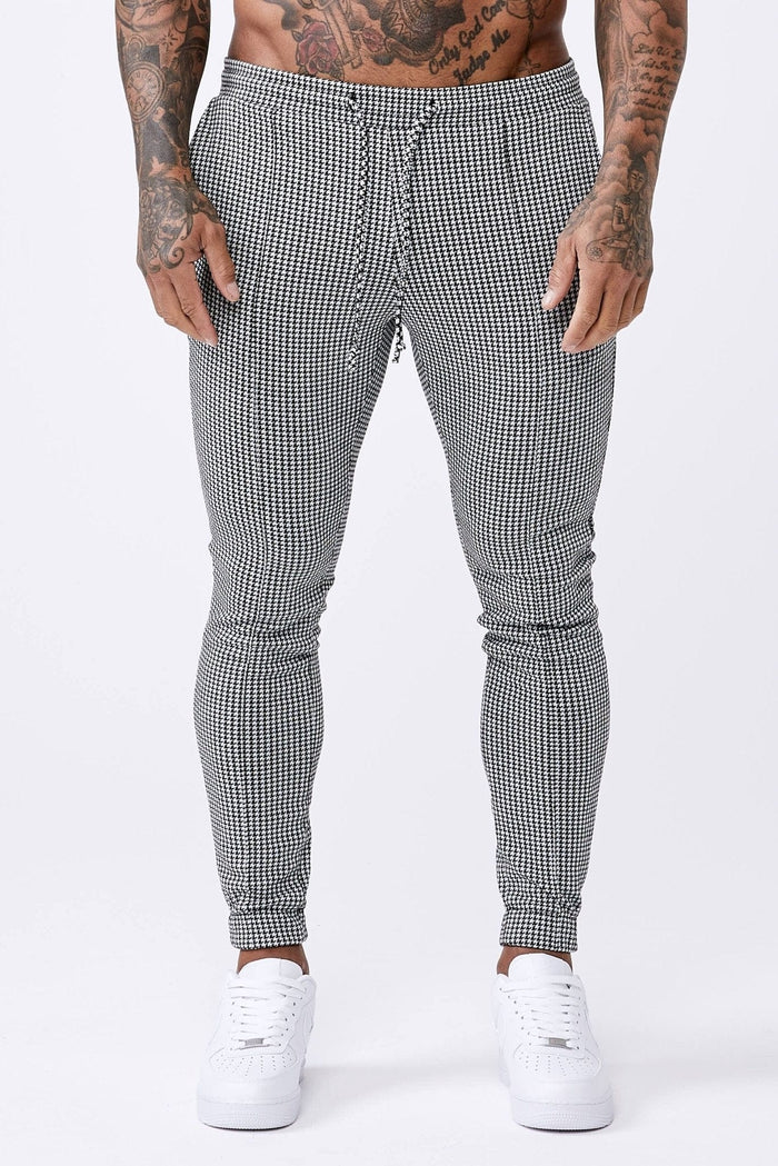 HOUNDSTOOTH CHECK CUFFED TROUSER - BLACK & WHITE