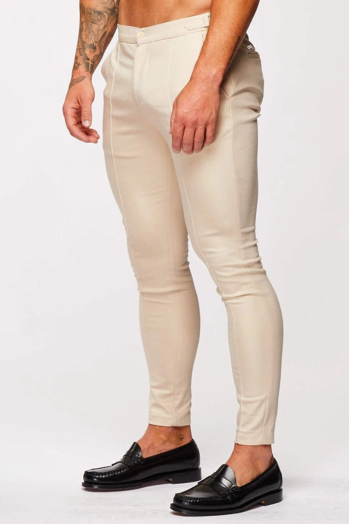 EFFEN STRETCHBROEK MET ZIJCINCH - BEIGE