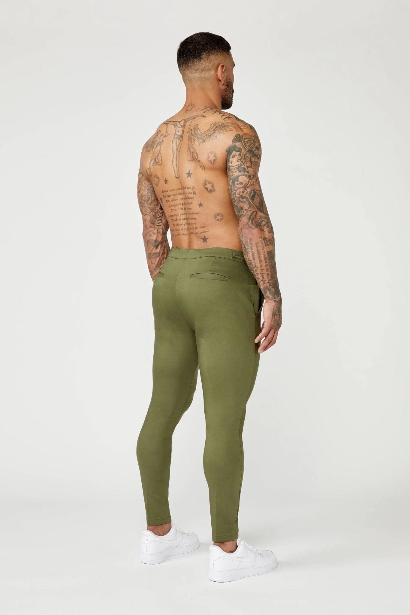 Legend London Trousers PLAIN STRETCH TROUSER W/ SIDE CINCH - OLIVE GREEN