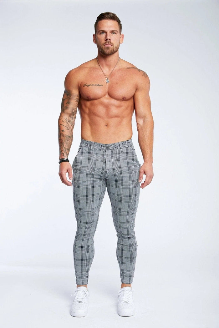 SPRAY ON TROUSER IN GREY CHECK