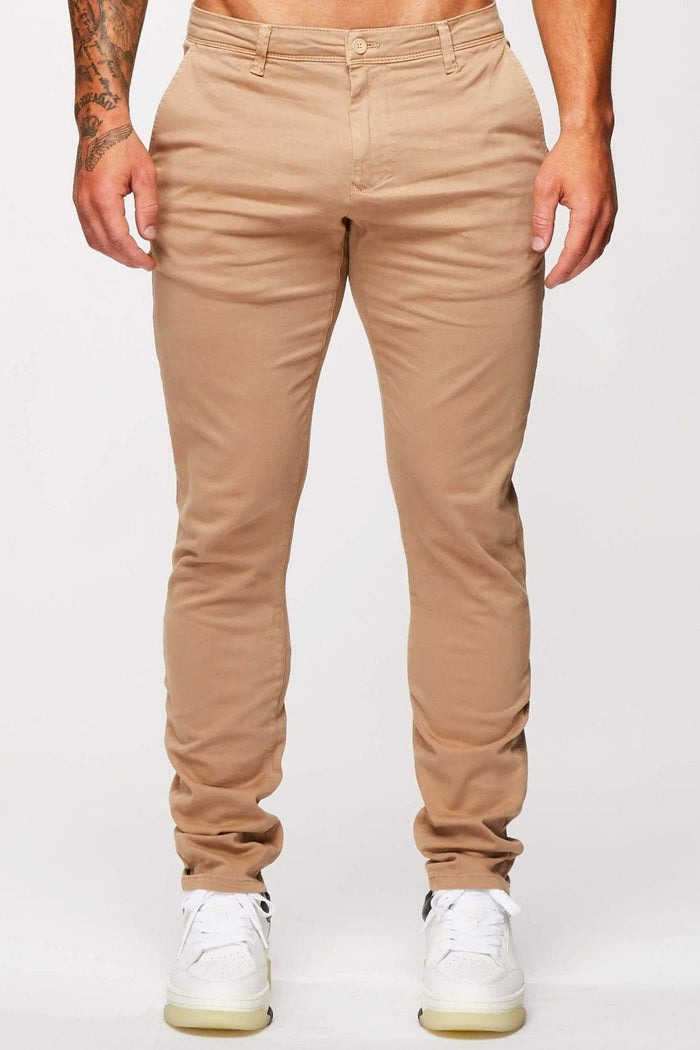 CHINO MET RECHTE PIJPEN - BEIGE