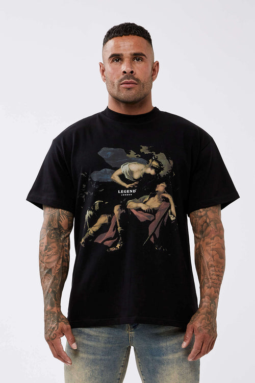 Legend London Tshirts GUARDIAN GRAPHIC OVERSIZED T-SHIRT - BLACK