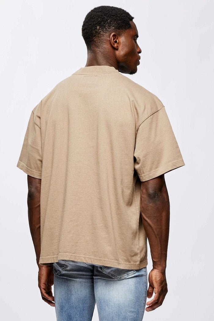 MICRO LOGO OVERSIZED T-SHIRT - TAUPE BROWN