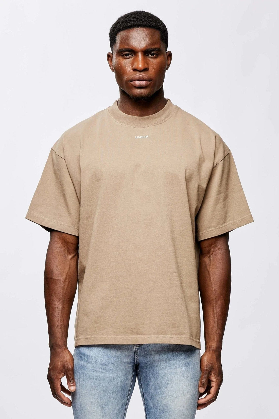 Legend London Tshirts MICRO LOGO OVERSIZED T-SHIRT - TAUPE BROWN