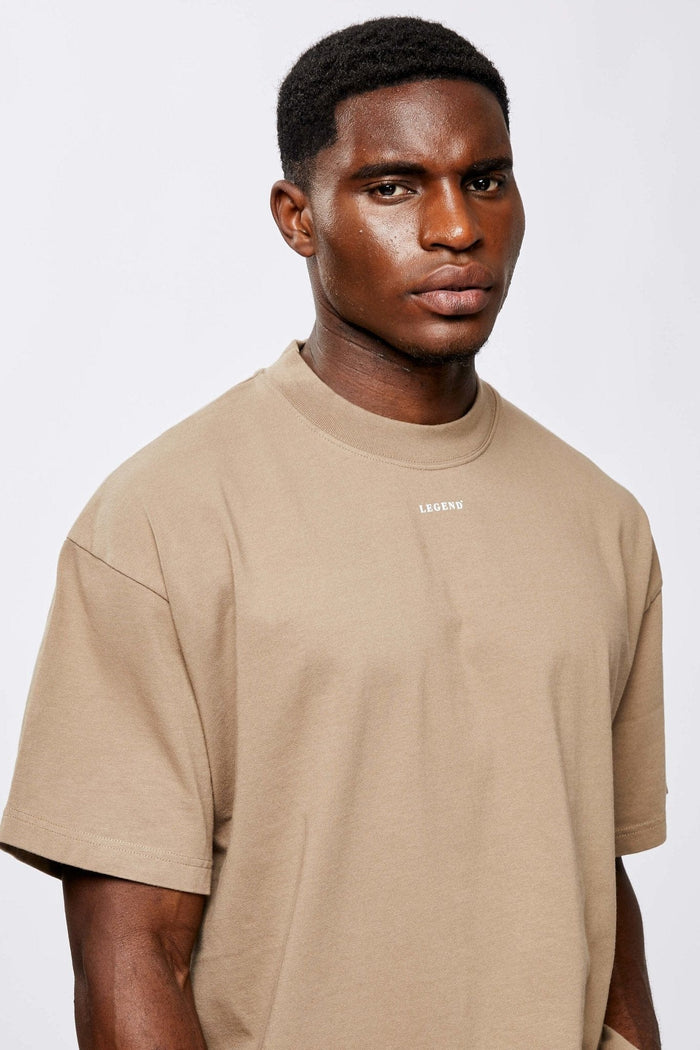 MICRO LOGO OVERSIZED T-SHIRT - TAUPE BROWN