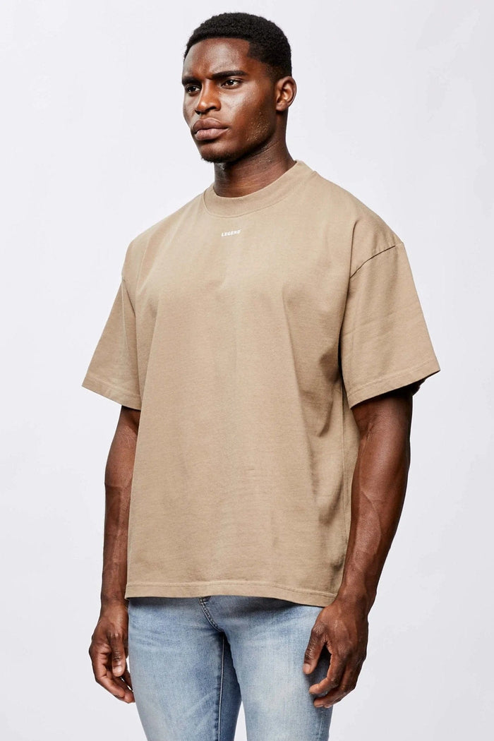 MICRO LOGO OVERSIZED T-SHIRT - TAUPE BROWN