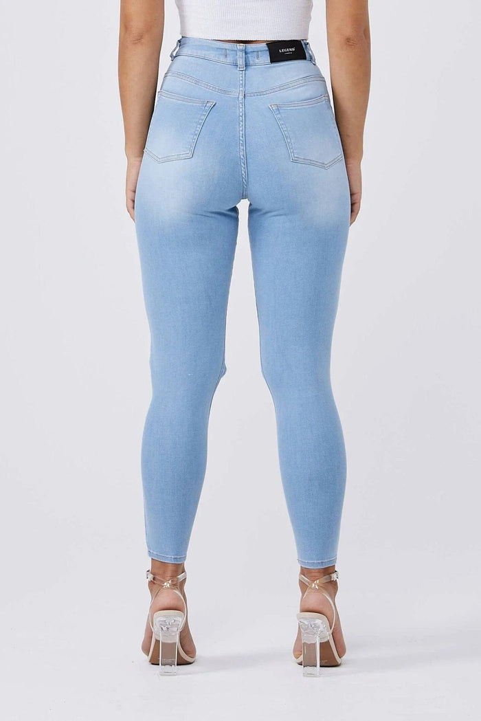 SKINNY JEANS MULTI RIPPED – HELLBLAU