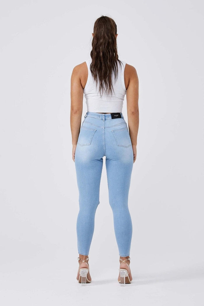 SKINNY JEANS MULTI RIPPED – HELLBLAU