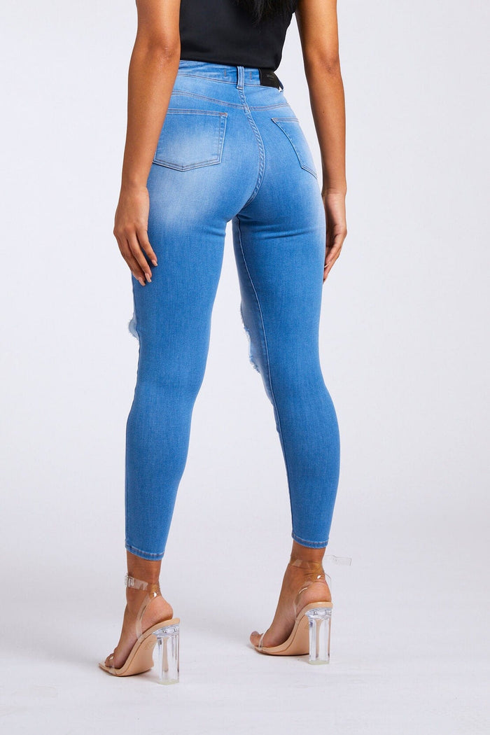 SKINNY JEANS BIG KNEE RIP – INDIGOBLAU