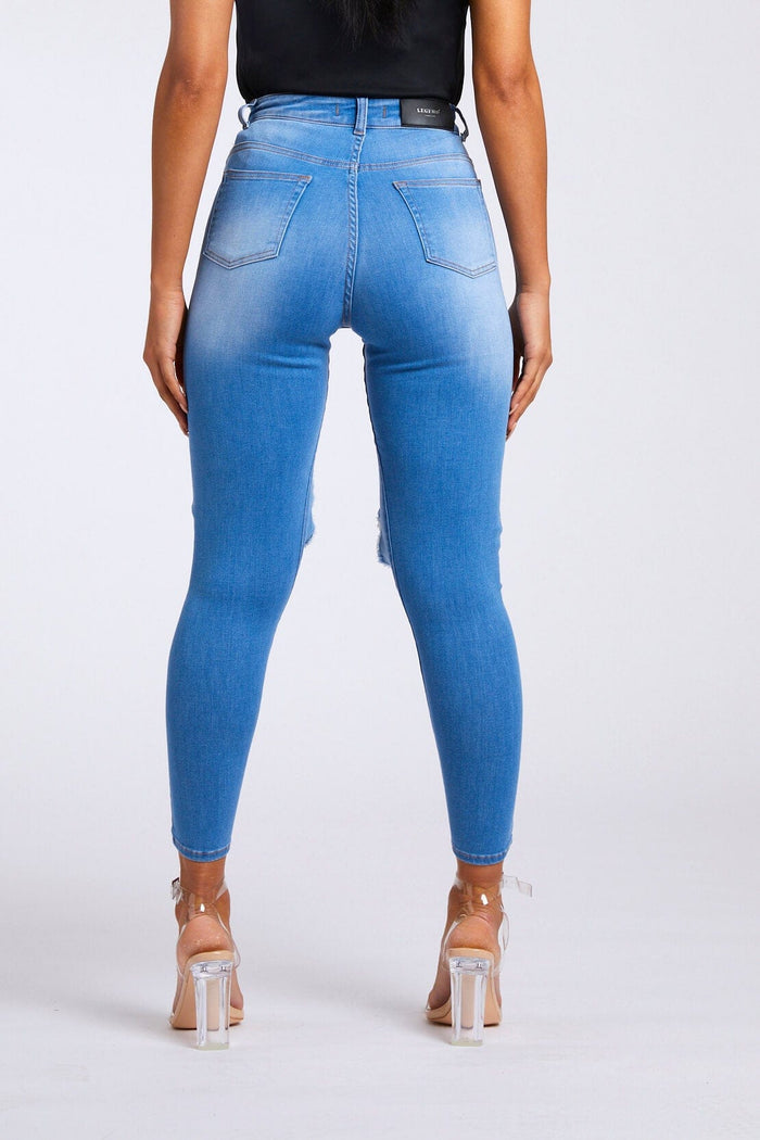 JEANS SKINNY BIG KNEE RIP - AZUL ÍNDIGO