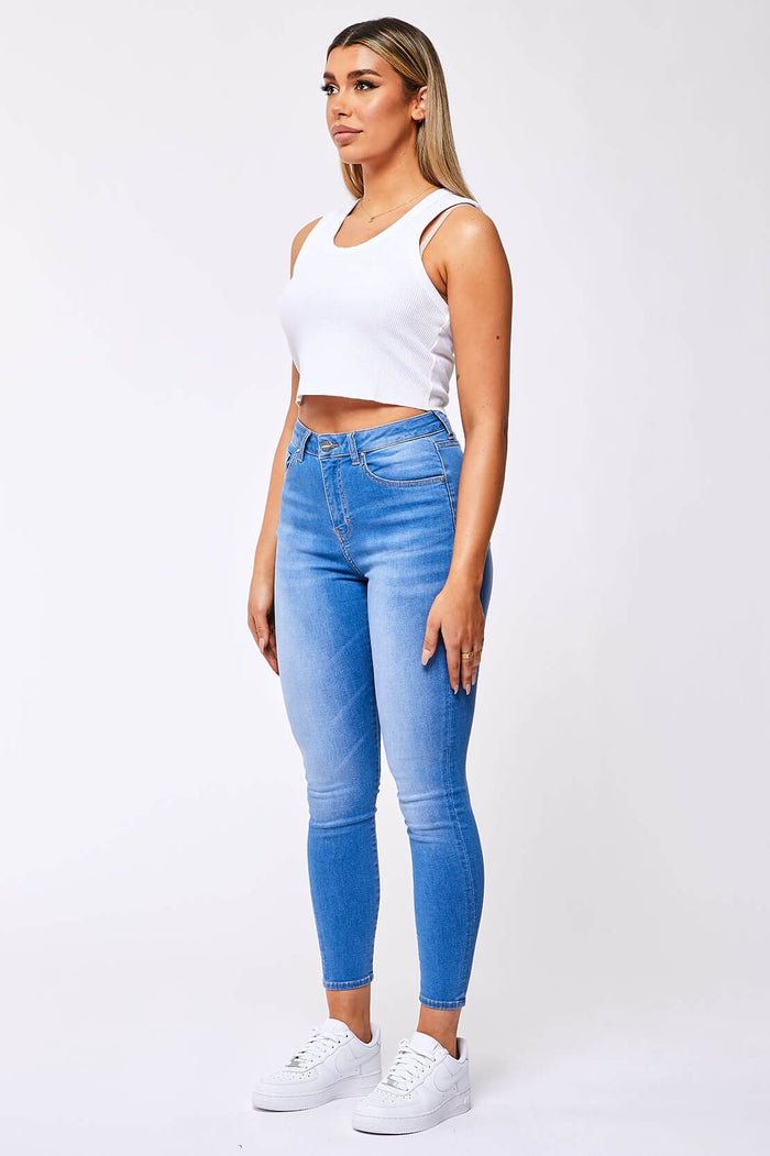 SKINNY JEANS - STRONG WASHED AQUA BLUE