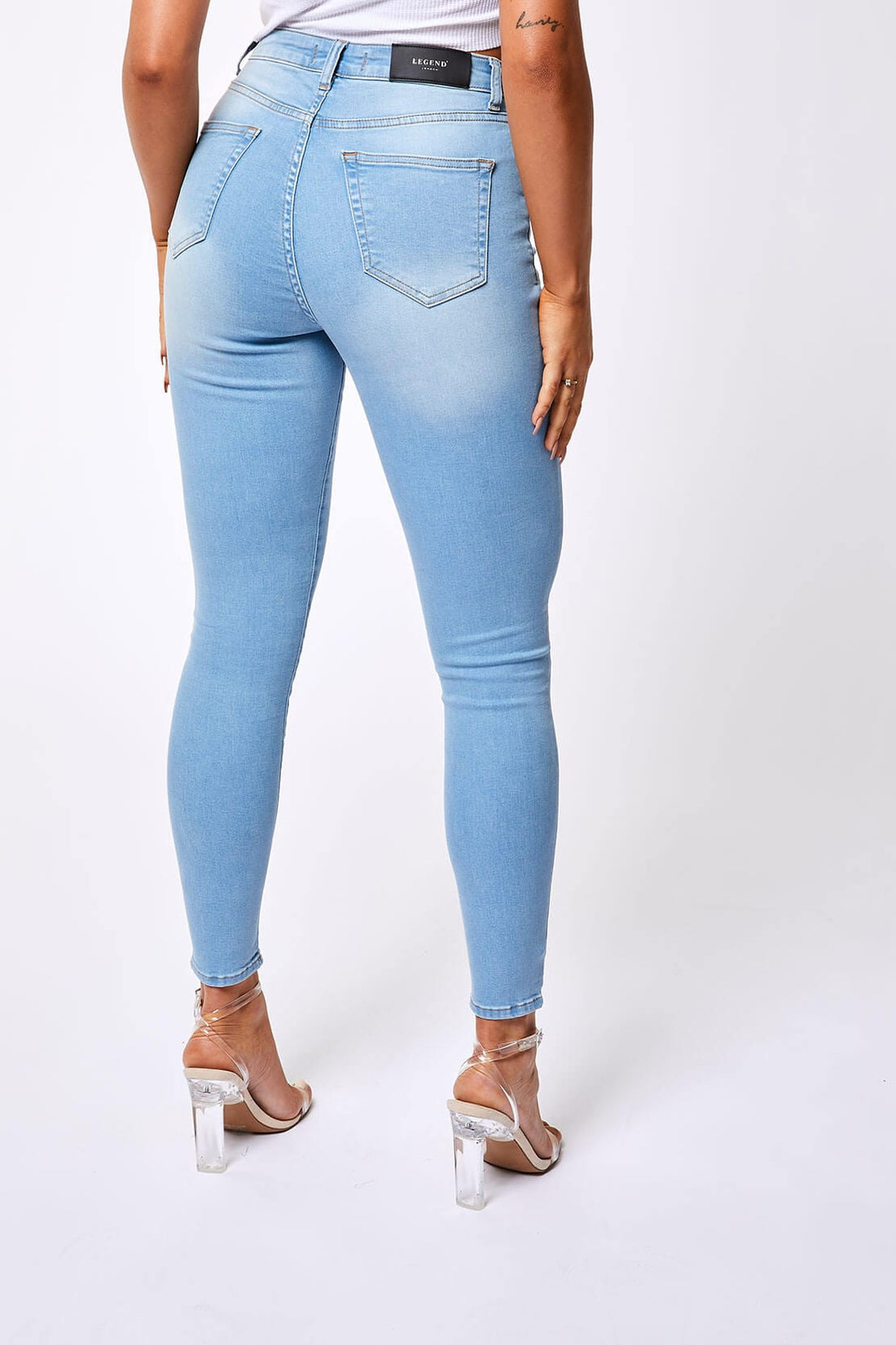 Legend London Womens Jeans SKINNY JEANS - WASHED PALE BLUE